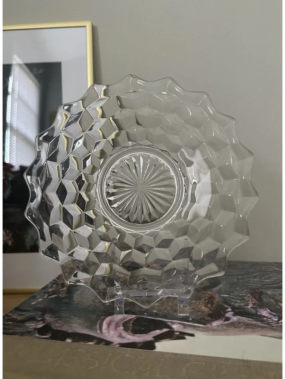 Vintage Fostoria American Clear Salad Plate Block Cube Pattern 7